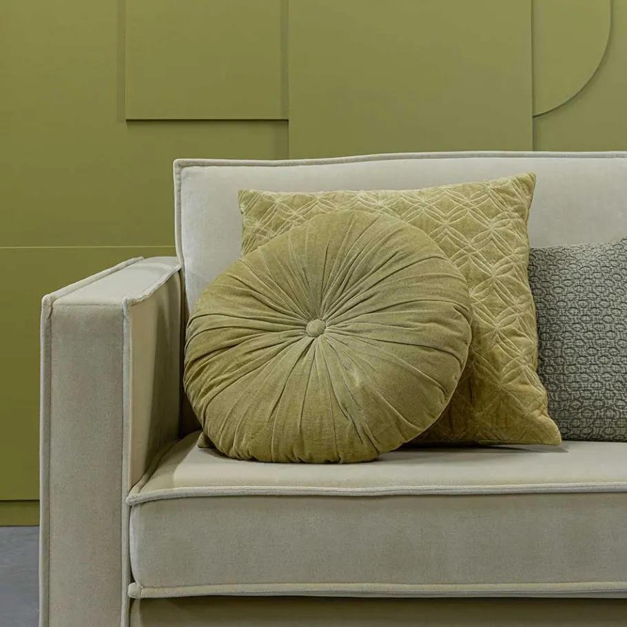 Wohnen Retro Couch aus Samt in Graugrün - Vontada