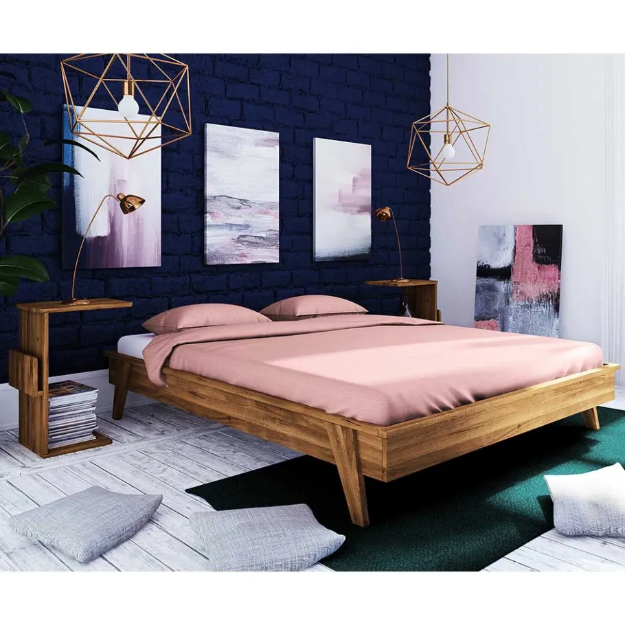 Hot Wohnen Retro Design Bettanlage aus Wildeiche - Hardus