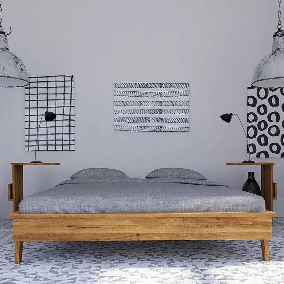 Hot Wohnen Retro Design Bettanlage aus Wildeiche - Hardus