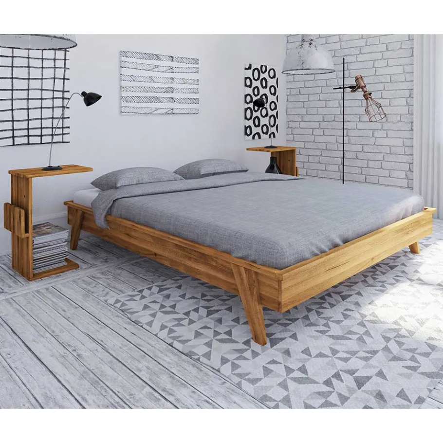 Hot Wohnen Retro Design Bettanlage aus Wildeiche - Hardus