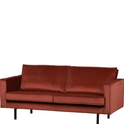 Best Wohnen Retro Design 2er Couch in Rotbraun Samt - Enzing