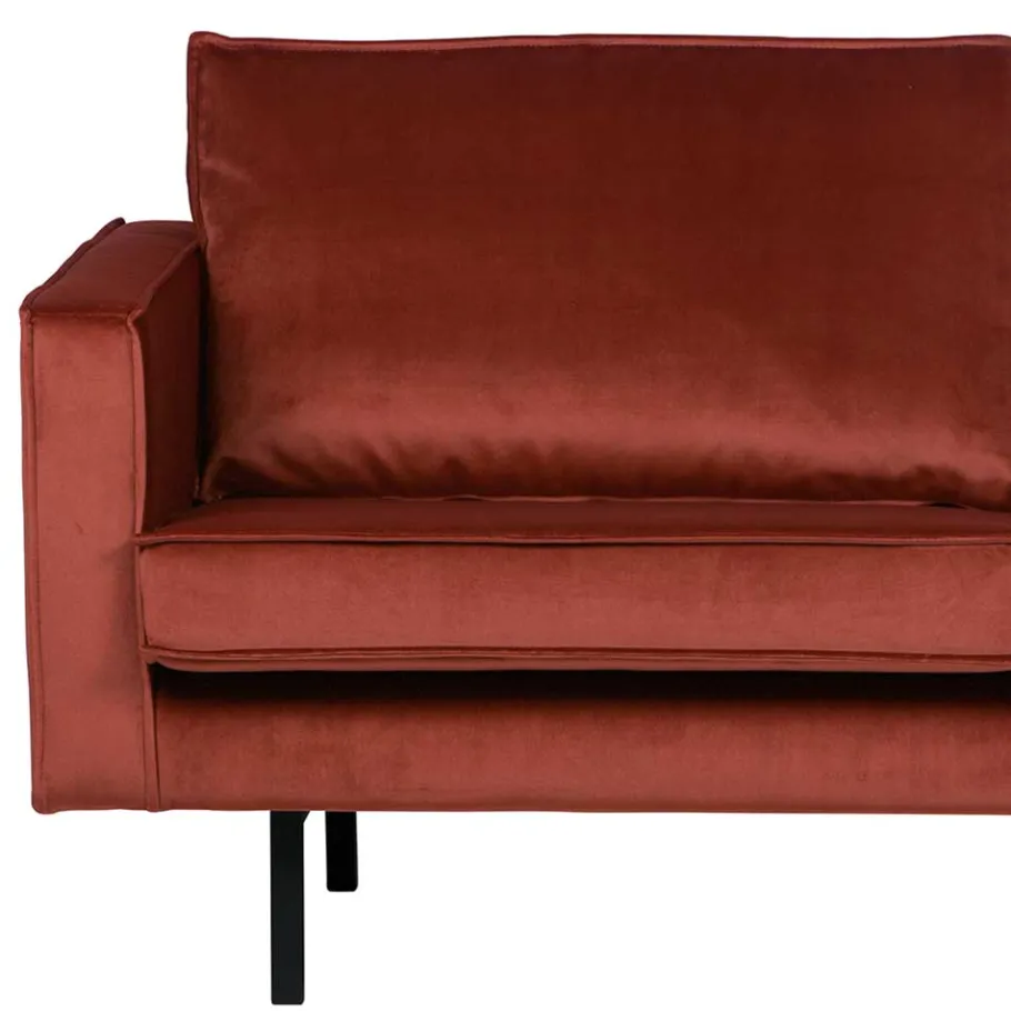 Best Wohnen Retro Design 2er Couch in Rotbraun Samt - Enzing