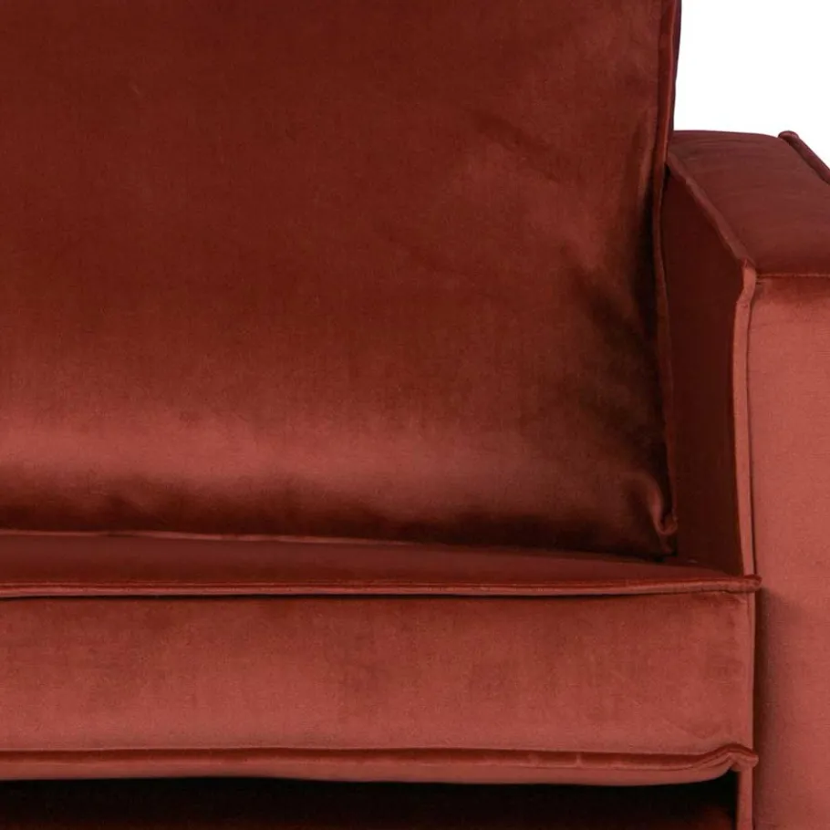 Best Wohnen Retro Design 2er Couch in Rotbraun Samt - Enzing