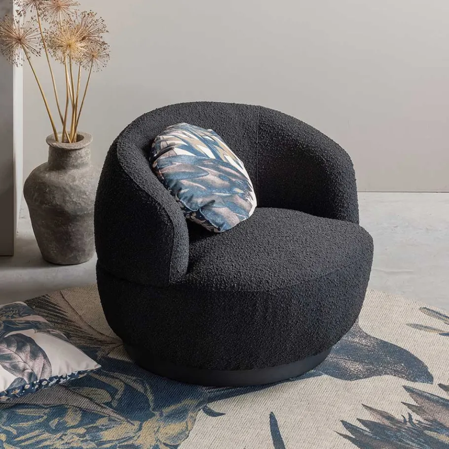 Wohnen Retro Design Sessel aus Boucle Stoff - Fronco