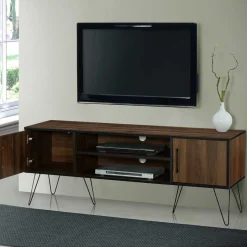 Wohnen Retro Design-TV-Lowboard in Holzoptik Braun - Hamidy