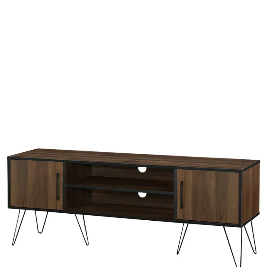 Wohnen Retro Design-TV-Lowboard in Holzoptik Braun - Hamidy