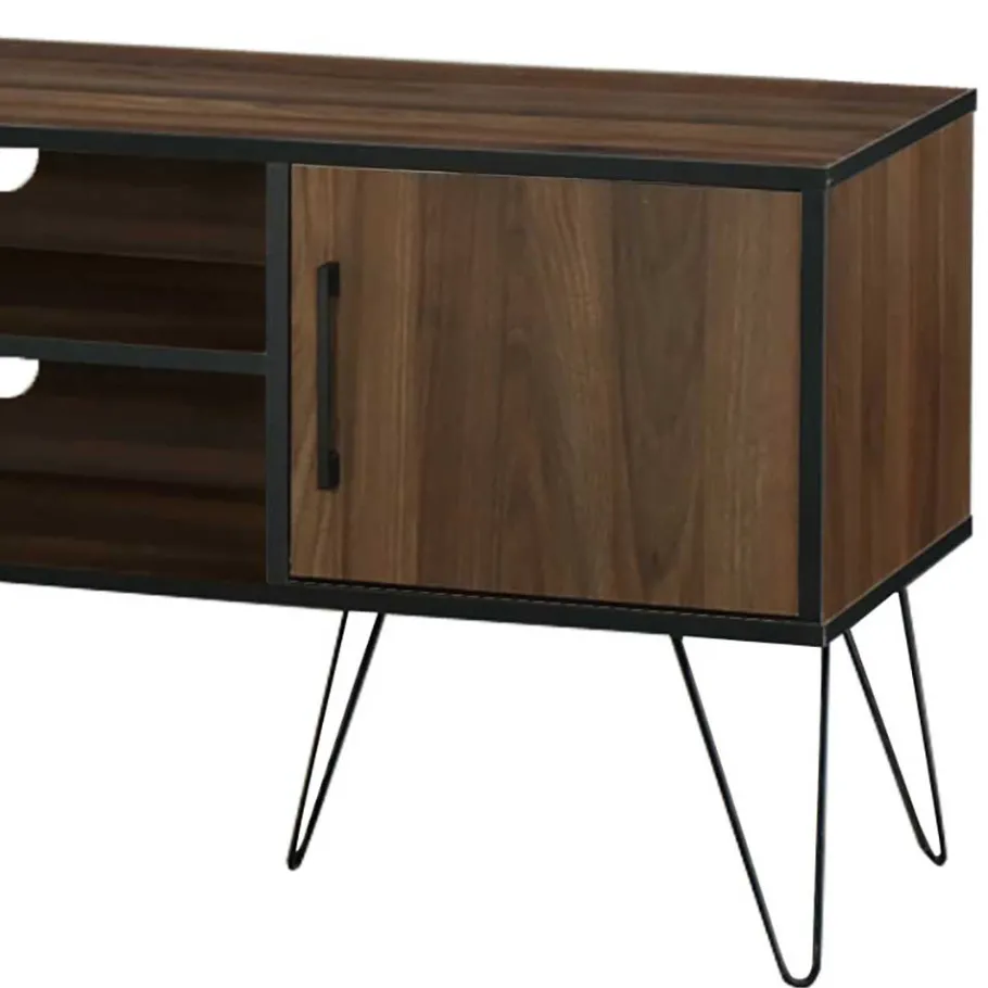 Wohnen Retro Design-TV-Lowboard in Holzoptik Braun - Hamidy
