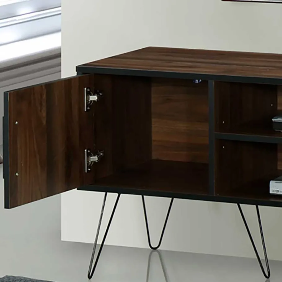 Wohnen Retro Design-TV-Lowboard in Holzoptik Braun - Hamidy
