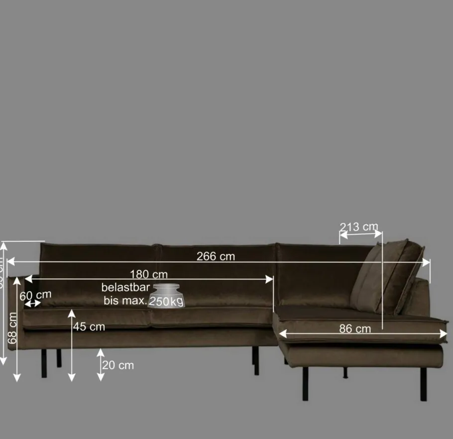 Best Wohnen Retro Eckcouch mit vier Sitzplätzen - Nustra