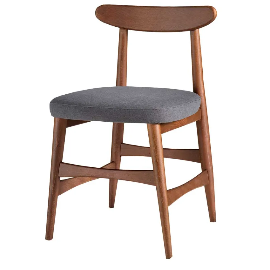 Clearance Wohnen Retro Esstischstuhl in Nussbaum Braun & Grau - Translato