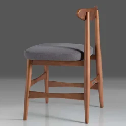 Clearance Wohnen Retro Esstischstuhl in Nussbaum Braun & Grau - Translato