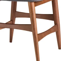 Clearance Wohnen Retro Esstischstuhl in Nussbaum Braun & Grau - Translato