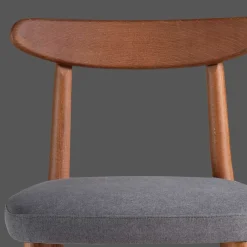Clearance Wohnen Retro Esstischstuhl in Nussbaum Braun & Grau - Translato