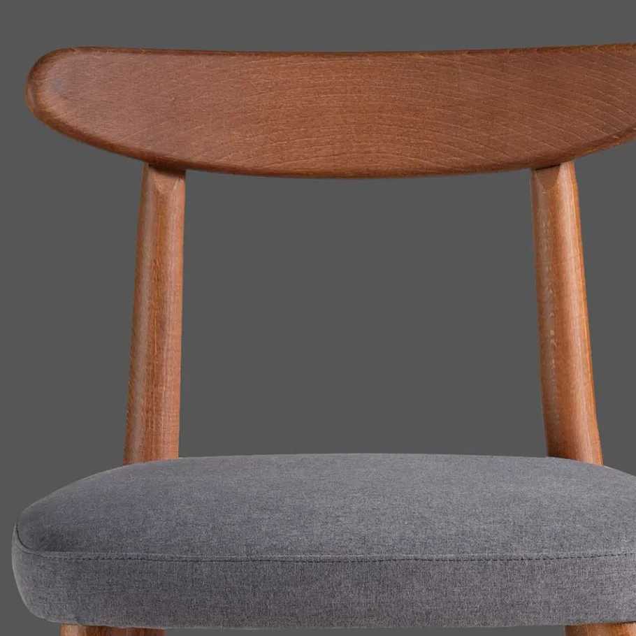 Clearance Wohnen Retro Esstischstuhl in Nussbaum Braun & Grau - Translato