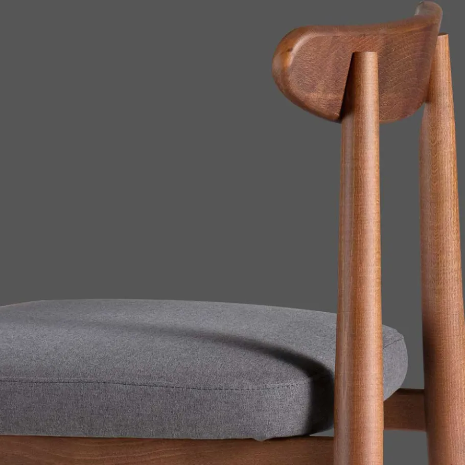 Clearance Wohnen Retro Esstischstuhl in Nussbaum Braun & Grau - Translato