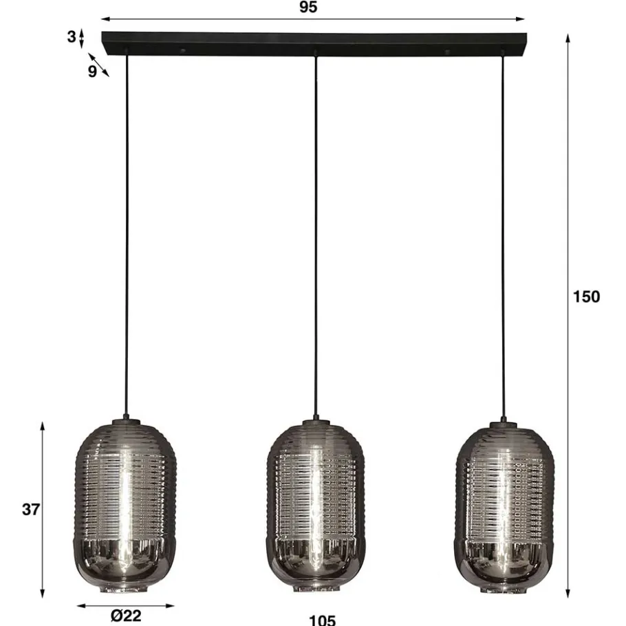 Wohnen Retro Hängeleuchte mit Glas Schirmen in Chrom - Tornado