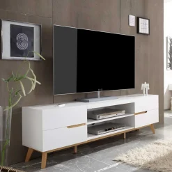 Clearance Wohnen Retro Lowboard für Fernseher Valezianos in Weiß