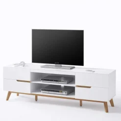 Clearance Wohnen Retro Lowboard für Fernseher Valezianos in Weiß