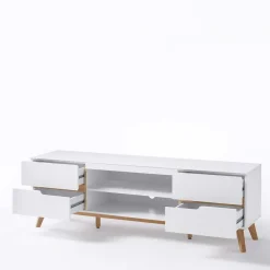 Clearance Wohnen Retro Lowboard für Fernseher Valezianos in Weiß