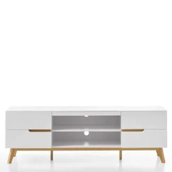 Clearance Wohnen Retro Lowboard für Fernseher Valezianos in Weiß