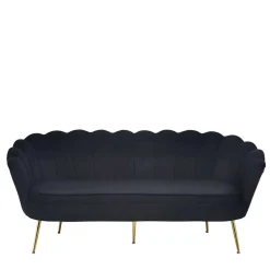 Wohnen Retro Muschelsofa in Schwarz Samt - Aluna