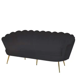 Wohnen Retro Muschelsofa in Schwarz Samt - Aluna