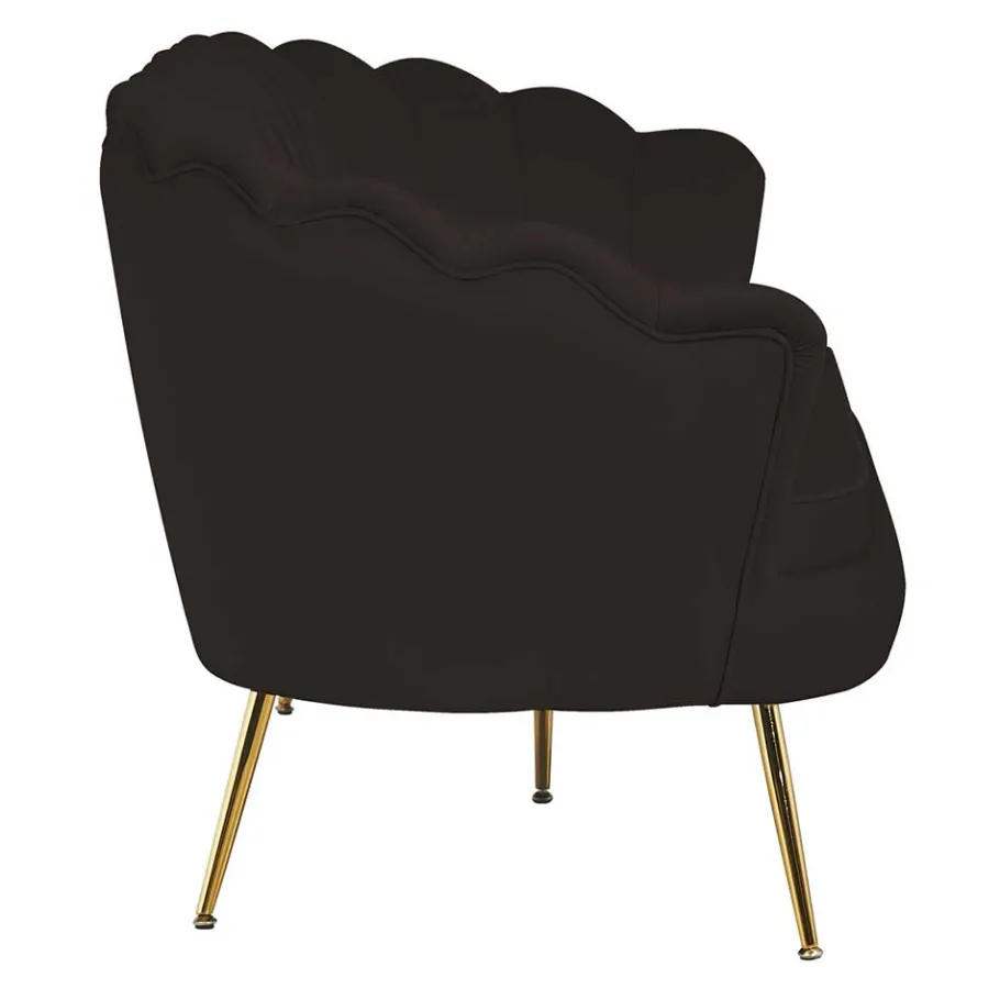 Wohnen Retro Muschelsofa in Schwarz Samt - Aluna