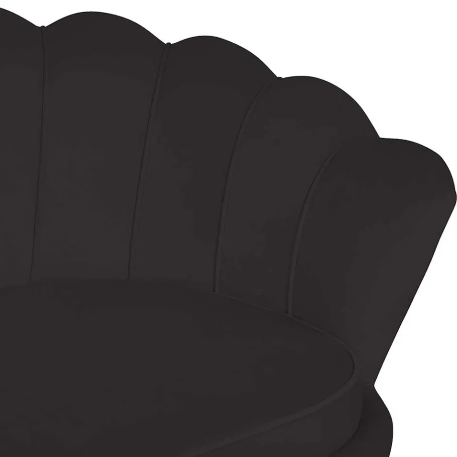 Wohnen Retro Muschelsofa in Schwarz Samt - Aluna