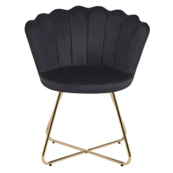 Best Wohnen Retro Muschelstühle in Schwarz Samt - Rubins (2er Set)