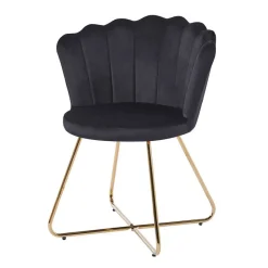 Best Wohnen Retro Muschelstühle in Schwarz Samt - Rubins (2er Set)
