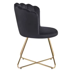 Best Wohnen Retro Muschelstühle in Schwarz Samt - Rubins (2er Set)