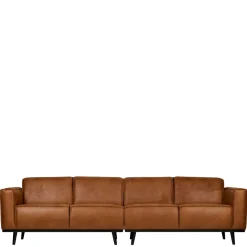 Wohnen Retro Recyclingleder Couch in Braun Cognac - Lasha