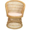 Wohnen Retro Sessel aus Geflecht Rattan Natur - Garzone