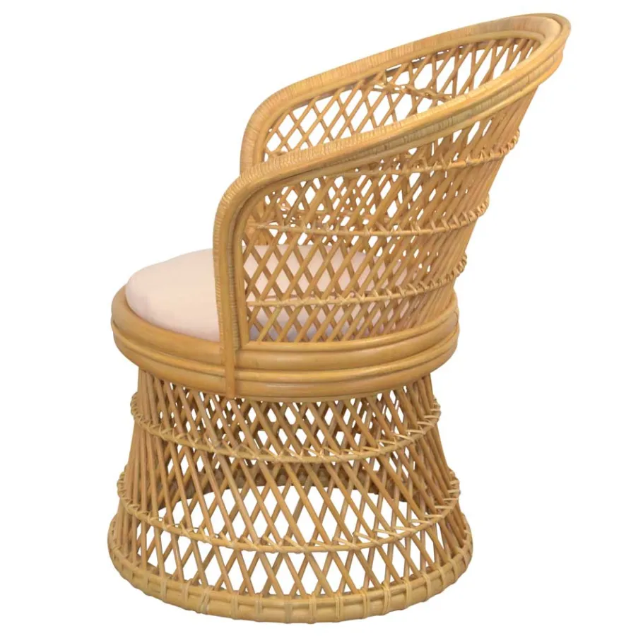 Wohnen Retro Sessel aus Geflecht Rattan Natur - Garzone