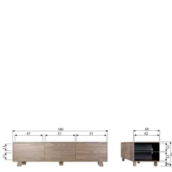 Wohnen Retrodesign TV Board in Walnuss - Acaso