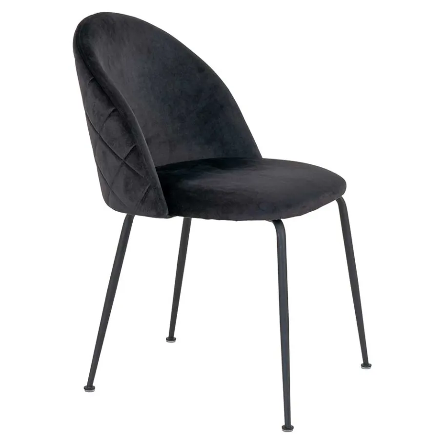 Wohnen Retrostühle mit Samt in Schwarz - Helina (2er Set)