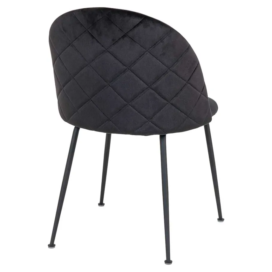 Wohnen Retrostühle mit Samt in Schwarz - Helina (2er Set)
