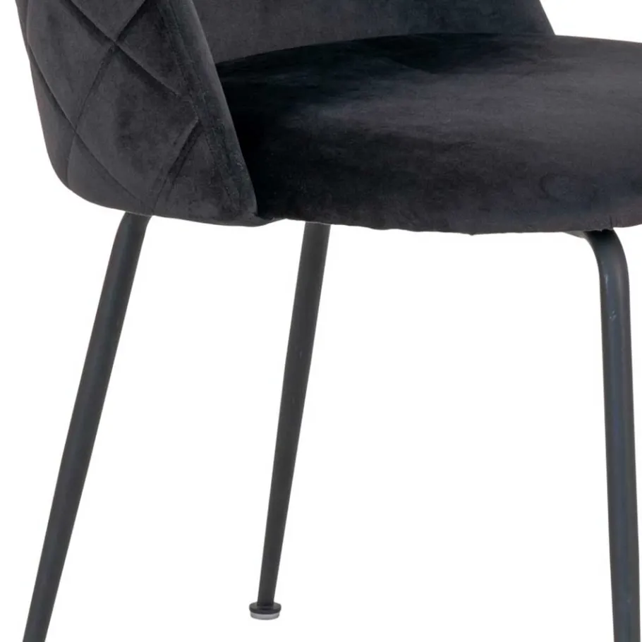 Wohnen Retrostühle mit Samt in Schwarz - Helina (2er Set)