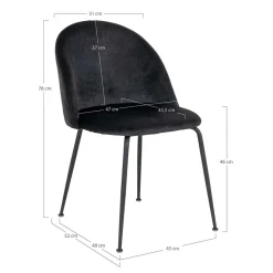Wohnen Retrostühle mit Samt in Schwarz - Helina (2er Set)