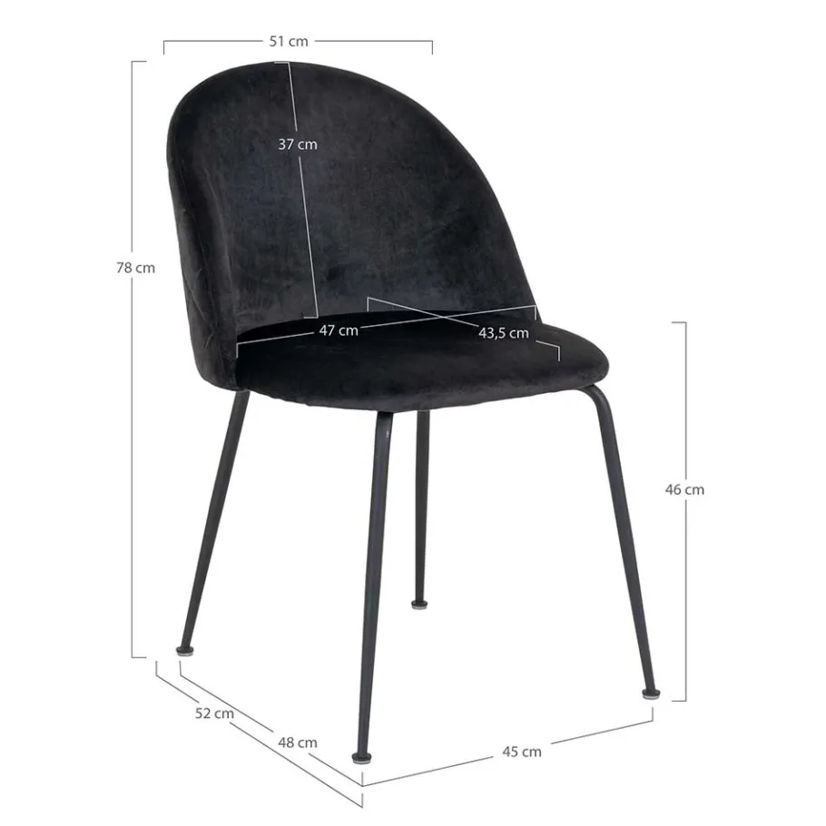 Wohnen Retrostühle mit Samt in Schwarz - Helina (2er Set)