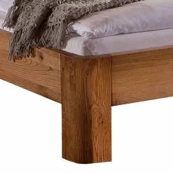 Best Wohnen Robustes Eiche Massivholzbett Mora mit gebogenem Kopfteil