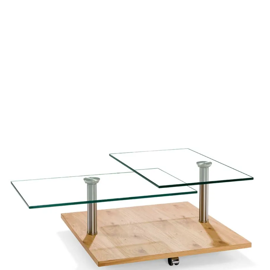 Hot Wohnen Rollbarer Sofatisch mit Glasplatten - Borgetto