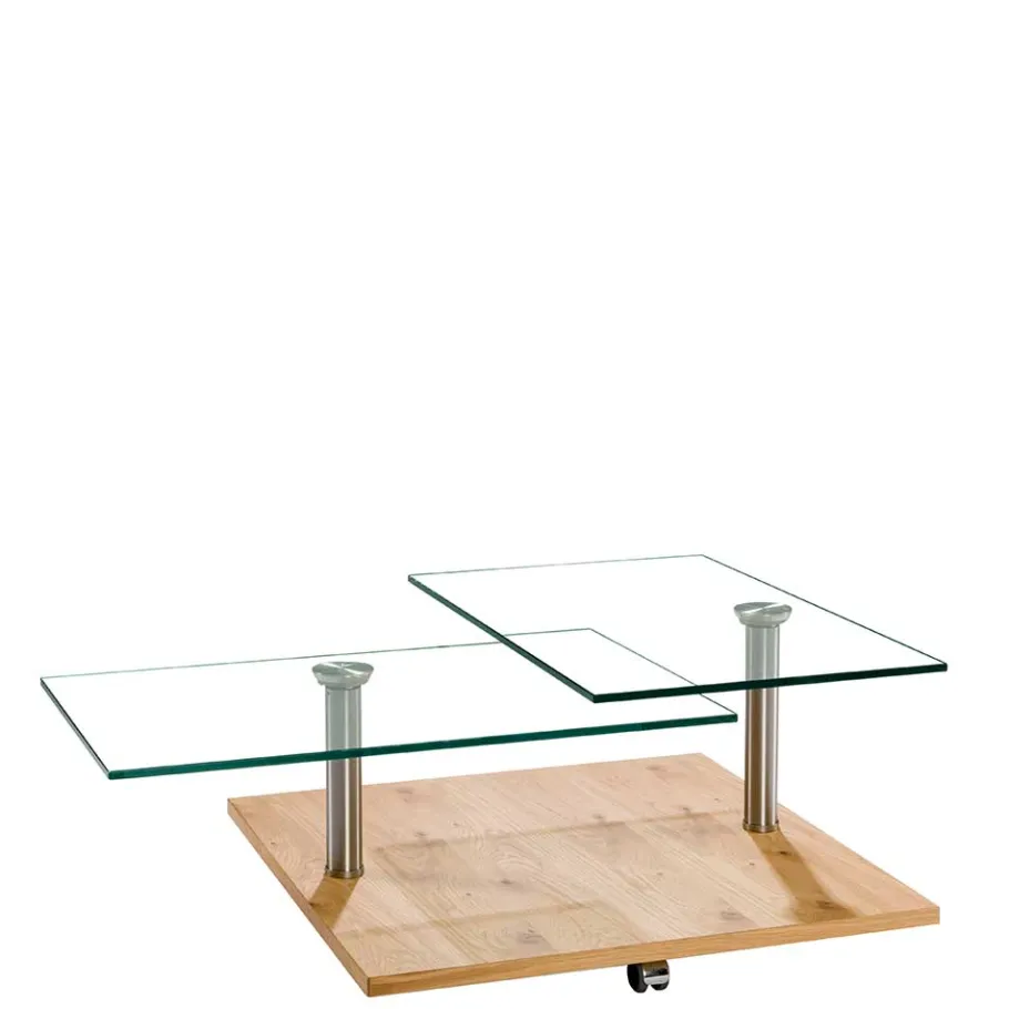 Hot Wohnen Rollbarer Sofatisch mit Glasplatten - Borgetto