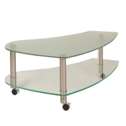 Discount Wohnen Rollen Couchtisch Locondra mit Glasplatte