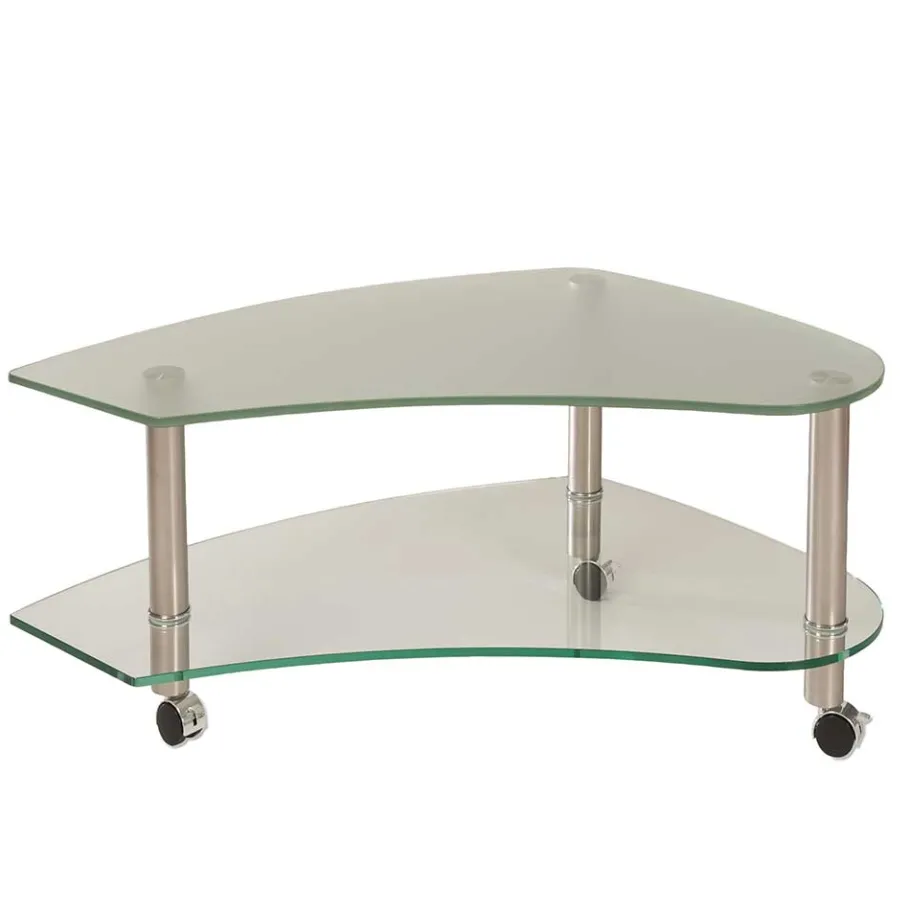 Discount Wohnen Rollen Couchtisch Locondra mit Glasplatte