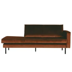 Wohnen Rostbraunes Retrosofa Recamiere Naryon mit Metallbeinen Schwarz