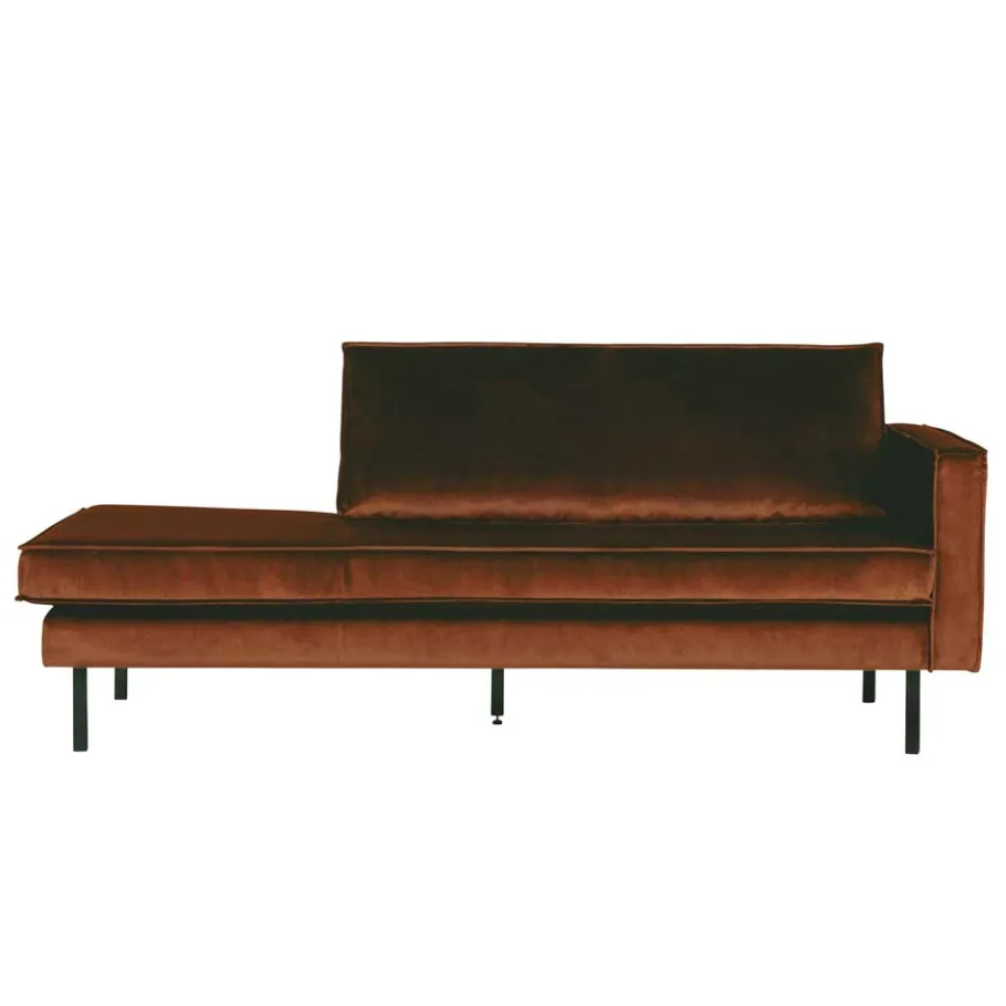 Wohnen Rostbraunes Retrosofa Recamiere Naryon mit Metallbeinen Schwarz