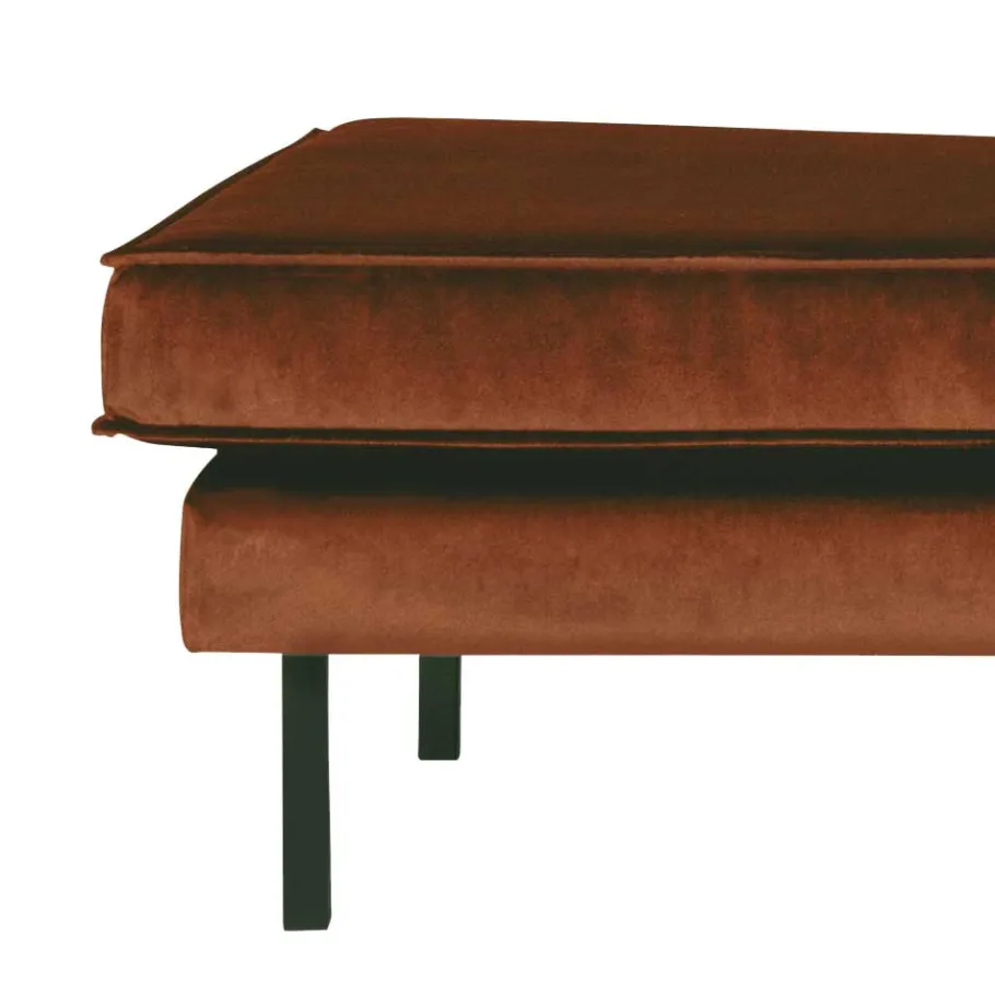 Wohnen Rostbraunes Retrosofa Recamiere Naryon mit Metallbeinen Schwarz