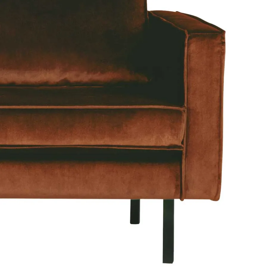 Wohnen Rostbraunes Retrosofa Recamiere Naryon mit Metallbeinen Schwarz