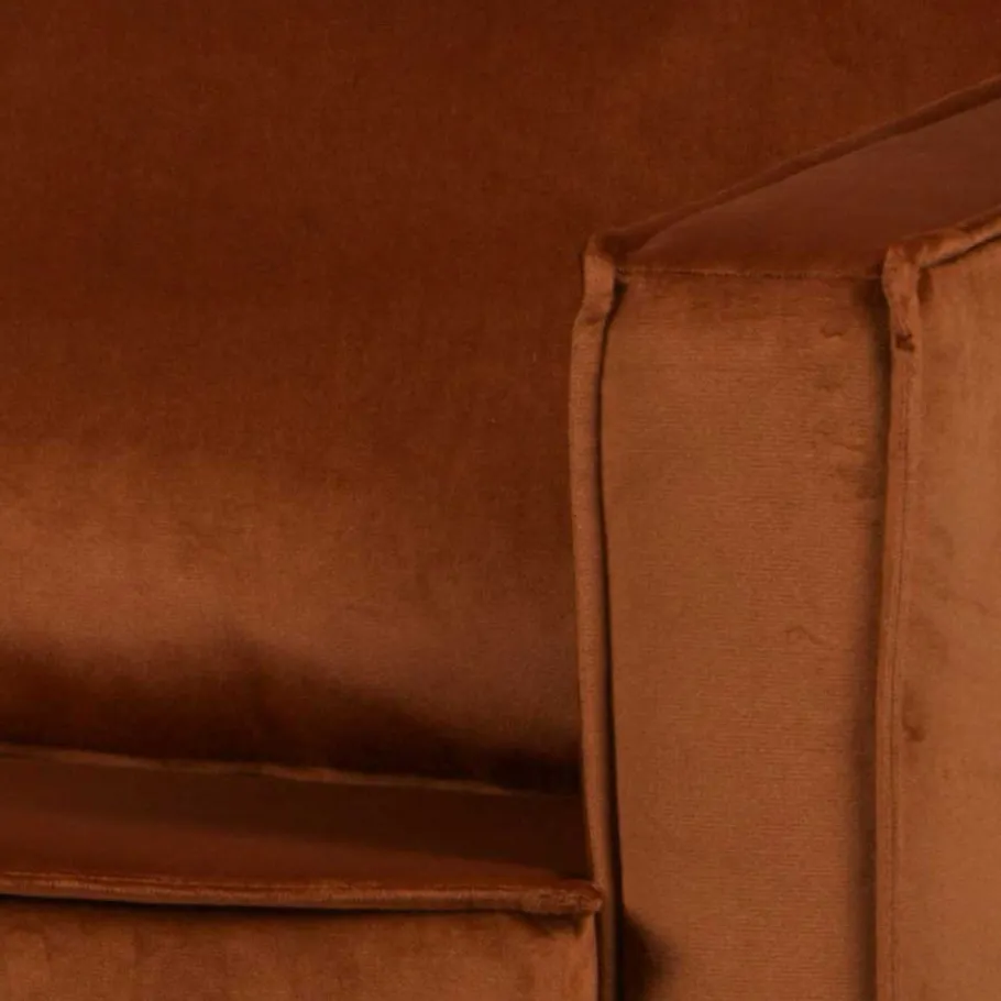 Wohnen Rostbraunes Retrosofa Recamiere Naryon mit Metallbeinen Schwarz